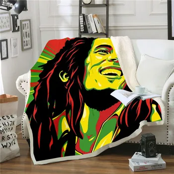 Reggae Atlikėjas Bob Marley Piktžolių Liesas Lovatiesė Mesti Lovos Antklodė Sofa-Lova, Kėdės Poilsio Patalynė Namų Patalpų Antklodė Suaugusių Vaikų 03