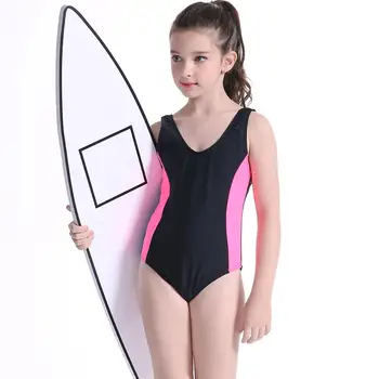 Naujų Mergaičių maudymosi kostiumėlį vientisi maudymosi Kostiumėliai, UPF 50+ UV Quick Dry Sporto Racerback Maudymosi Kostiumėliais, Paplūdimio Storio Pločio Dirželiai 5-12 Metų