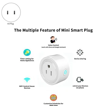 Smart MUMS Prijungti WiFi Lizdo Dirba su Alexa, Google Namuose, su Nuotolinio Valdymo Laikmačio Funkcija,CE ir FCC&ROHS Sertifikuotos,3 Paketas