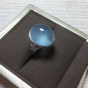 Natūralus mėlynasis akvamarinas reguliuojamas žiedas 925 sidabro 12x15mm meilės Dovana akmens žiedas AAAA crystal healing akmens žema kaina