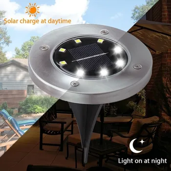 Kieme Dekoro Sodo Žibintai 8 LED Saulės Žemės Šviesos Lauko Vandeniui Palaidotas Šviesos Kelią, Kelią, Sodas, Paklotai po žeme Lempos