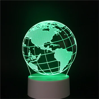 LED 3D iliuzija naktį šviesos Sausumos Pasaulyje Karuselė su sensoriniu jungikliu 7 spalvų automatinis jungiklis lempos studentų deco stalo lempa