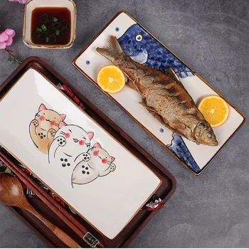 FANCITY Japoniško stiliaus pusės-dažytos skardos keramikos plokštės restoranas, vakarienė plokštės namuose vakarienės lėkštės, desertas plokštės kūrybos tablewa