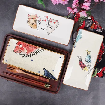 FANCITY Japoniško stiliaus pusės-dažytos skardos keramikos plokštės restoranas, vakarienė plokštės namuose vakarienės lėkštės, desertas plokštės kūrybos tablewa