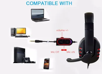 Ausinės su Mikrofonu Hi-Fi Žaidimų Ausinės Kompiuteris Nešiojamas Ausinių Už PS4 Xbox Vieno KOMPIUTERIO, Mobiliojo Telefono