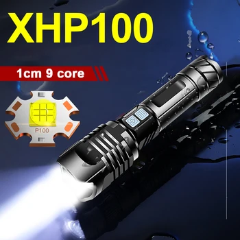 XHP 100 High power led Žibintuvėlis įkraunamas 18650 26650 baterija USB žibintuvėlis didelio šviesos srauto super galingas žibintuvėlis blykstė