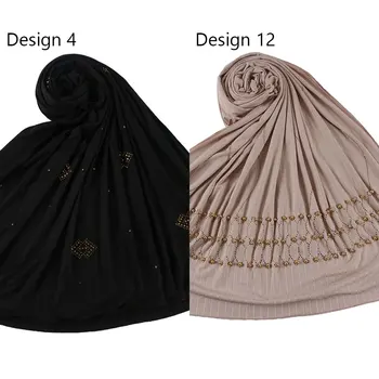 Sumaišykite Dizaino Romų Pamušalu Spalvos Dryžuotas Megztas Šalikas Vieną/Dvi Pusės Redline Jersey Hijab Ilgai Islamo Musulmonų Arabų Motinos Turbaną Apsiaustas