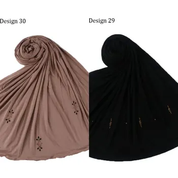 Sumaišykite Dizaino Romų Pamušalu Spalvos Dryžuotas Megztas Šalikas Vieną/Dvi Pusės Redline Jersey Hijab Ilgai Islamo Musulmonų Arabų Motinos Turbaną Apsiaustas