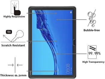 Vandens įrodymas Tablet Ekrano Plėvelė Huawei MediaPad M5 Lite 10.1 Colių - nuo Sprogimo apsaugotą Grūdintas Stiklas Screen Protector Cover