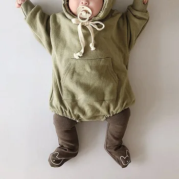 Korėjos vaikų drabužiai berniukams ir mergaitėms mielas mažai bearTerry megztinis kūdikio vientisas vijoklis