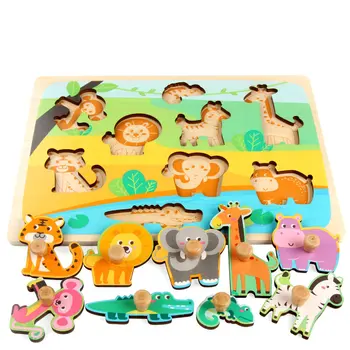 Vaikai Klasikinis Gyvūnų Vaisių Medinės 3D Dėliones Valdybos Žaislai, Nr. Šerpetų Vaikų Švietimo Medienos Pjūklelis Miško/Marine/Farm 8 Stilius Dovana