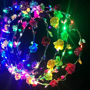 2vnt LED Gėlių Vainikas Žaislai Mergaitėms Plaukų Lankelis Žėrintis Vainikas Vestuvių Kalėdų Šalis Dekoro Švyti Tamsoje Girliandą Dovanos