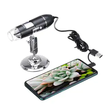 1600X Nešiojamų 8 LED Šviesos Aukščio Reguliatorius Praktinių Rankiniai Mikroskopu realiu laiku USB Tipas-c Skaitmeninis Mikroskopas