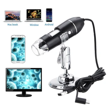 1600X Nešiojamų 8 LED Šviesos Aukščio Reguliatorius Praktinių Rankiniai Mikroskopu realiu laiku USB Tipas-c Skaitmeninis Mikroskopas