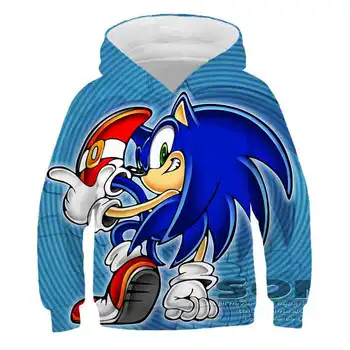 Šeimos marškinėliai Anime Super Sonic 3D Hoodies Vaikai Linksmas, kailis Ilgas Rankovėmis Megztinis Animacinių filmų Palaidinukė nustatyti kostiumas su Gobtuvu