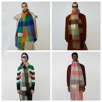 Moterų Spuogai sacrf kašmyro Žiemos Skara dizaineris spuogai antklodė šalikas moterų tipo, spalvos, ažūriniai kutas imitacija