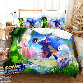 Karšto Animacinių filmų Sonic The Hedgehog 3d Antklode Padengti Nustatyti Užvalkalas Šalikas/Antklodė/Antklodė Padengti Nustatyti Twin Visą Karalienė, Karalius Patalynės Komplektas