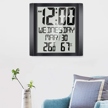 Skaitmeninis Laikrodis, Didelis Ekranas, Lengva Skaityti Temperatūros Drėgmės Matuoklis Kalendoriaus Priminimus Home Office