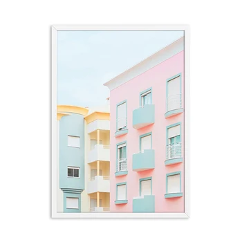 Portugalija Blush Pink Plakatas Gamtos Kraštovaizdžio Spausdinti Lisabonos Pastato Drobė Menas, Tapyba, Fotografija, Nuotraukos Sienos, Namų Dekoro