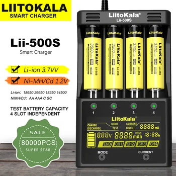Originali / Pradinis LiitoKala Lii-500S Lii-S6 Lii-PD4 Lii-500 įkroviklio 18650 26650 21700 AA AAA baterijos LCD ekranas