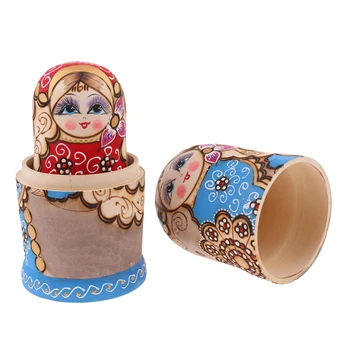 Rinkinys 7pcs Girliandą Mediniai rusijos Lizdus Matryoshka Lėlės Žaislas Rankomis Dažyti