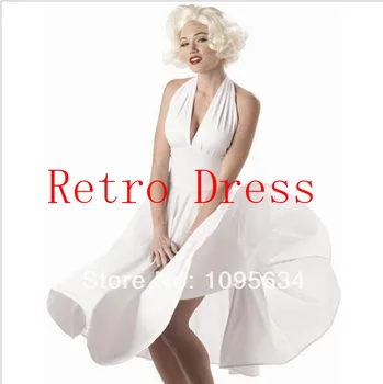 Deluxe Marilyn Monroe Balta Suknelė Iki Holivudo 50s Moterų pop pradėti helovinas Kostiumas S-2XL fancy dress šalies tiekėjas
