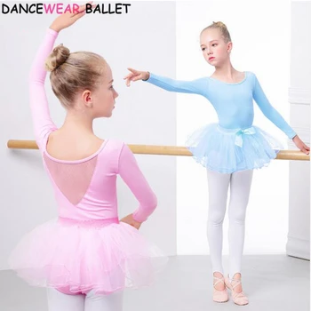 Mergaičių Baleto Suknelė Gimnastika Leotard Vaikų ilgomis Rankovėmis Baleto Drabužiai, Šokių Drabužiai Su Tutu Sijonai