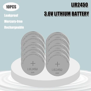10VNT 3,6 V LIR2450 2450 Įkrovimo Mygtuką Baterijos Mygtuką Baterijos Pakeičia CR2450