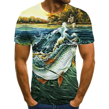 Naujas 2020 m., žvejybos marškinėliai stilius atsitiktinis Skaitmeninis žuvų 3D Print t-shirt Vyrai Moterys marškinėlius Vasaros Trumpas Rankovės O-kaklo Viršūnes&Tees s-6xl