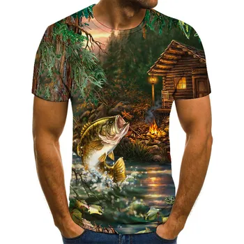 Naujas 2020 m., žvejybos marškinėliai stilius atsitiktinis Skaitmeninis žuvų 3D Print t-shirt Vyrai Moterys marškinėlius Vasaros Trumpas Rankovės O-kaklo Viršūnes&Tees s-6xl
