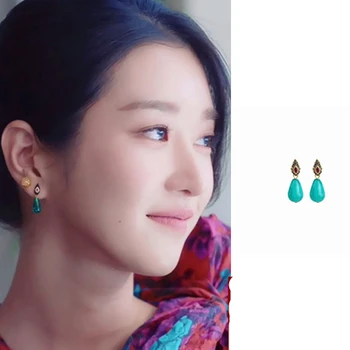 Seo Taip Ji žalia derliaus eardrop korėjos mados paprasta Auskarai moterims brincos bižuterijos mujer auskarai