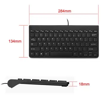 78 Klavišai Mini Slim Wired Keyboard USB Vandeniui PC Desktop Laptop Mac Knyga, Kompiuterių 2.0 Ultra Plonas Klaviatūros Naujas