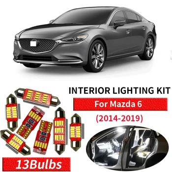 13Pcs Balta Canbus LED Lempos, Automobilių Lemputės Interjero Paketas Rinkinys-2019 Mazda 6 Žemėlapį Dome Kamieno Plokštė Šviesos