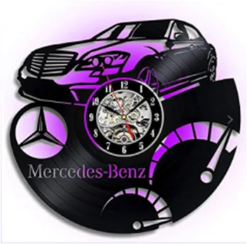 Karšto vinilo laikrodis Mercedes-Benz automobilių įrašyti sieninis laikrodis nostalgišką retro namų kūrybos laikrodis.
