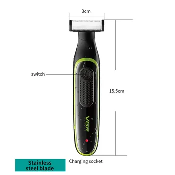 Veido, kūno elektrinis skustuvas vyrams elektrinis skustuvas barzdos plaukų skustuvas bodygroom vyrų skutimosi mašina, vienas-blade USB įkrovimo