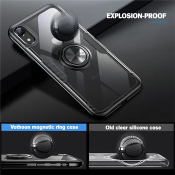 Vothoon Magnetinis Žiedas Telefono dėklas Skirtas iphone 12 Pro Max 11 Pro Xs Max Xr 6s 7 8 Plius Skaidrus, atsparus smūgiams Atveju Galinį Dangtelį