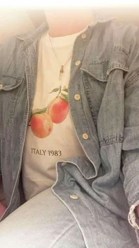 HAHAYULE-JBH 80-ųjų Retro Stiliaus Persikų Italija 1983, T-Shirt Vasaros Mielas Estetinės Trumpas Rankovėmis Tee Skambinkite Man Savo Vardą Filmo Marškinėliai