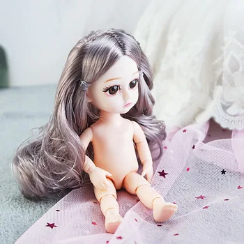 Naujas didelėmis Akimis, BJD Doll 13 Kilnojamojo Sujungta 16cm Lėlės Su Aukso Plaukais, Žaislų, Kūdikio Nuogas Nuogas Moterų Kūno Lėlės Mergaitėms Dovanų Žaislas