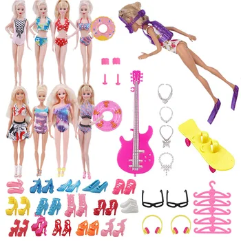40 Straipsnis/Set Lėlės Priedai=10 Vnt Lėlės Bikini Drabužius+2Glasses+4 Karoliai+3Lifebuoy+15 Porų Batų Ir Kitų Barbie Lėlės