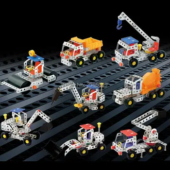 Naujas mažos metalinės surenkamos statybos blokas sklypas geležies žaislas išardymas švietimo geležies statybos, transporto priemonės modelis kūrybiškumo dovana
