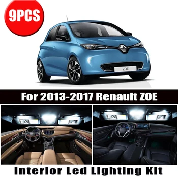 9pcs White Ice Blue Canbus LED Lempa, Automobilis LED Interjero Skaityti Žemėlapį Kamieno Šviesos Rinkinys 2013-2017 M. Renault ZOE Licenciją Plokštelės Šviesos