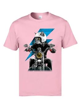 Vienas Gabalas Kaukolė Dviratininkas Katė Cool T Shirts Motociklo Rider Katės 3D Retro Tshirts Vyrų Mados Palaidinukė Motociklą Juokingi Marškinėliai