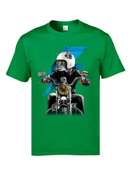 Vienas Gabalas Kaukolė Dviratininkas Katė Cool T Shirts Motociklo Rider Katės 3D Retro Tshirts Vyrų Mados Palaidinukė Motociklą Juokingi Marškinėliai