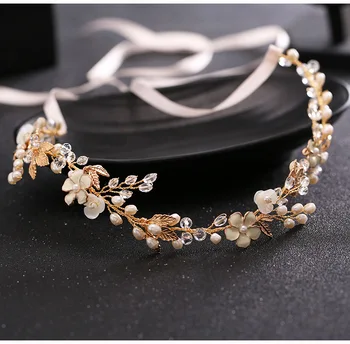 Rankų darbo perlų imitacija kristalų ekrano užsklandą naujas jaunavedžių vestuvių galvos apdangalai nuotakos lankelis