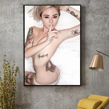 Alysha Nett Hot Sexy Mergina su Tatuiruočių Meno Šilko Audinys Plakato spauda Sienos Nuotraukas Kambario Dekoro