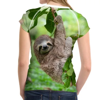 Kawaii 3D Gyvūnų Tinginys Print T Shirt Paauglių Mergaičių Mados Prekės ženklo Moteris, O Kaklo marškinėliai Harajuku Trumpas Rankovės Tees