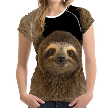 Kawaii 3D Gyvūnų Tinginys Print T Shirt Paauglių Mergaičių Mados Prekės ženklo Moteris, O Kaklo marškinėliai Harajuku Trumpas Rankovės Tees