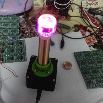 Elektroniniai žaislai dc 12V tesla coil Mokymo eksperimentas Belaidžio energijos perdavimo Dėžė su Švyti vamzdis Lemputė