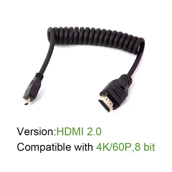 LanParte4K 60P 8 Bitų Apvynioti Mikro HDMI Kabelis prie Standartinės HDMI SONY A7R4 A7M3 A9 (kaip hdmi2.0)