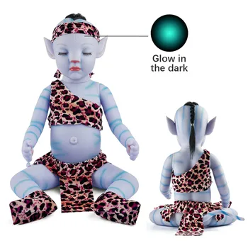Reborn Baby Doll 20 Cm 51CM Gyvas Naujagimis Saldus Mėlyna Berniuko, Dovana Žaislas Vaikams, Naktį Šviesos Visą Vinilo Lėlės